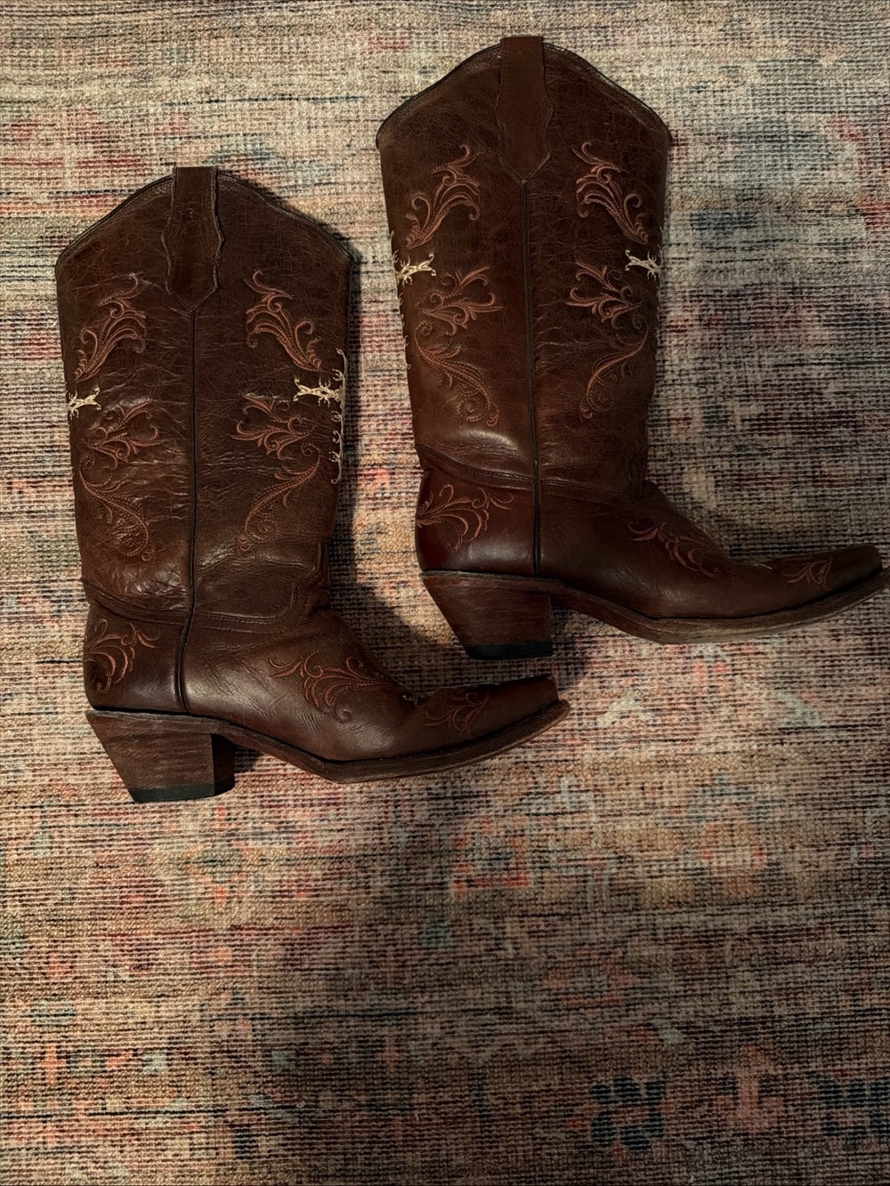 Circle G Women's Embroidered Leather Western Boots Sz 8 - Picture 2 of 8